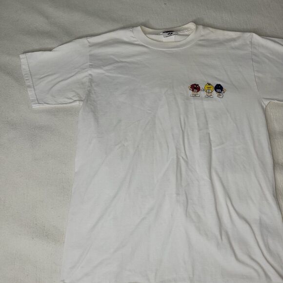 Vintage MMs T Shirt Mens Size Medium White Y2k Grunge Retro Jerzees Heavyweight - Picture 5 of 16